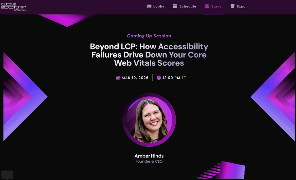 wpbakery's tweet photo. Coming next is @heyamberhinds on accessibility ๐ค
#CloudBootcamp @Cloudways https://t.co/8pYMIHPBkQ
