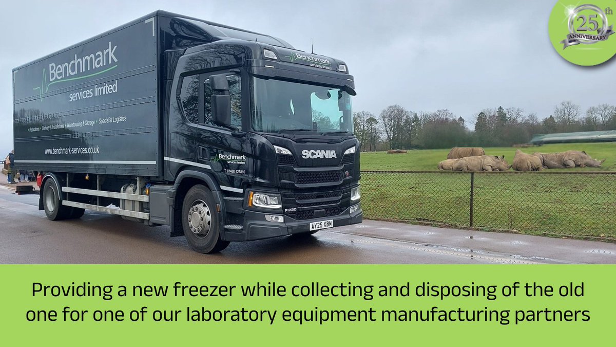 Benchmarkservic's tweet photo. Our lorry taking in the sights at Whipsnade Zoo while out on delivery. Another freezer successfully delivered on behalf of one of our manufacturing partners 🦏 https://t.co/D4U9Xd9wCU