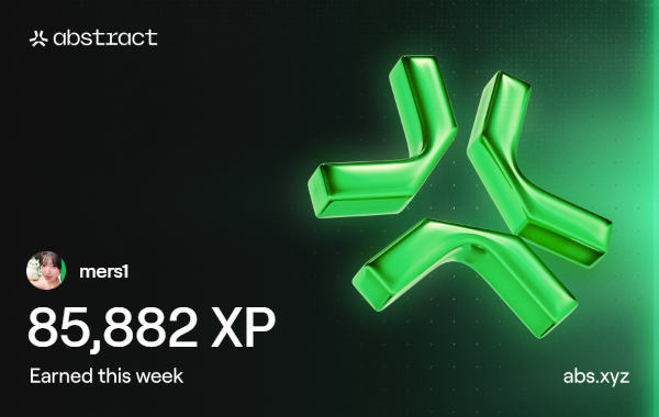 mers_1's tweet photo. I just earned 85,882 XP on @AbstractChain! 🎉 https://t.co/V8VGClTXjP