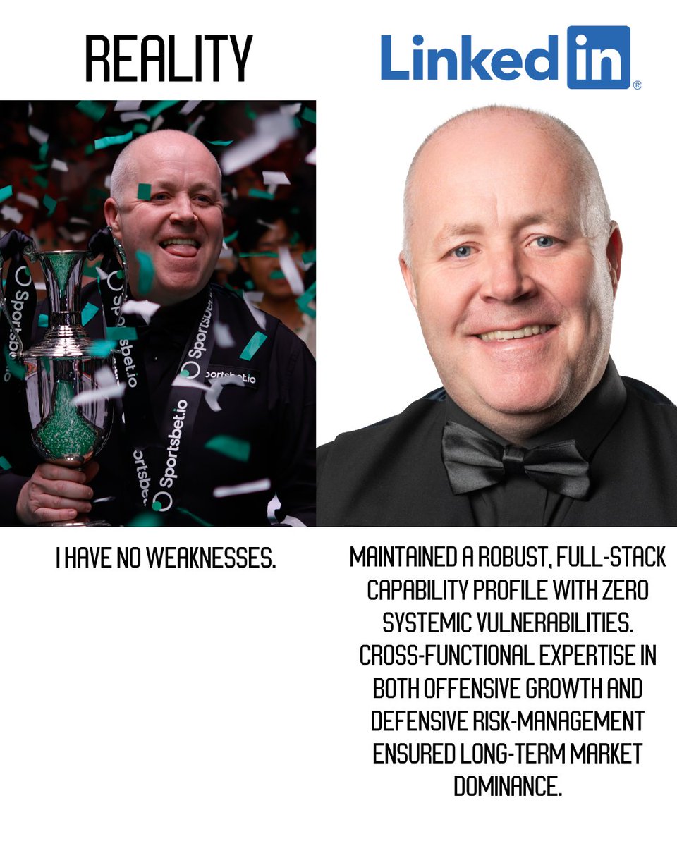 WeAreWST's tweet photo. Positioning is everything! 📑
In business, as in snooker, it’s not about the current shot - it’s about the next three moves...
Here are some of snooker's biggest stars rebranded for the boardroom! 👔
Follow the thread for more 👇
#linkedin #linkedinvsreality #snooker https://t.co/XH7gBPfzHa