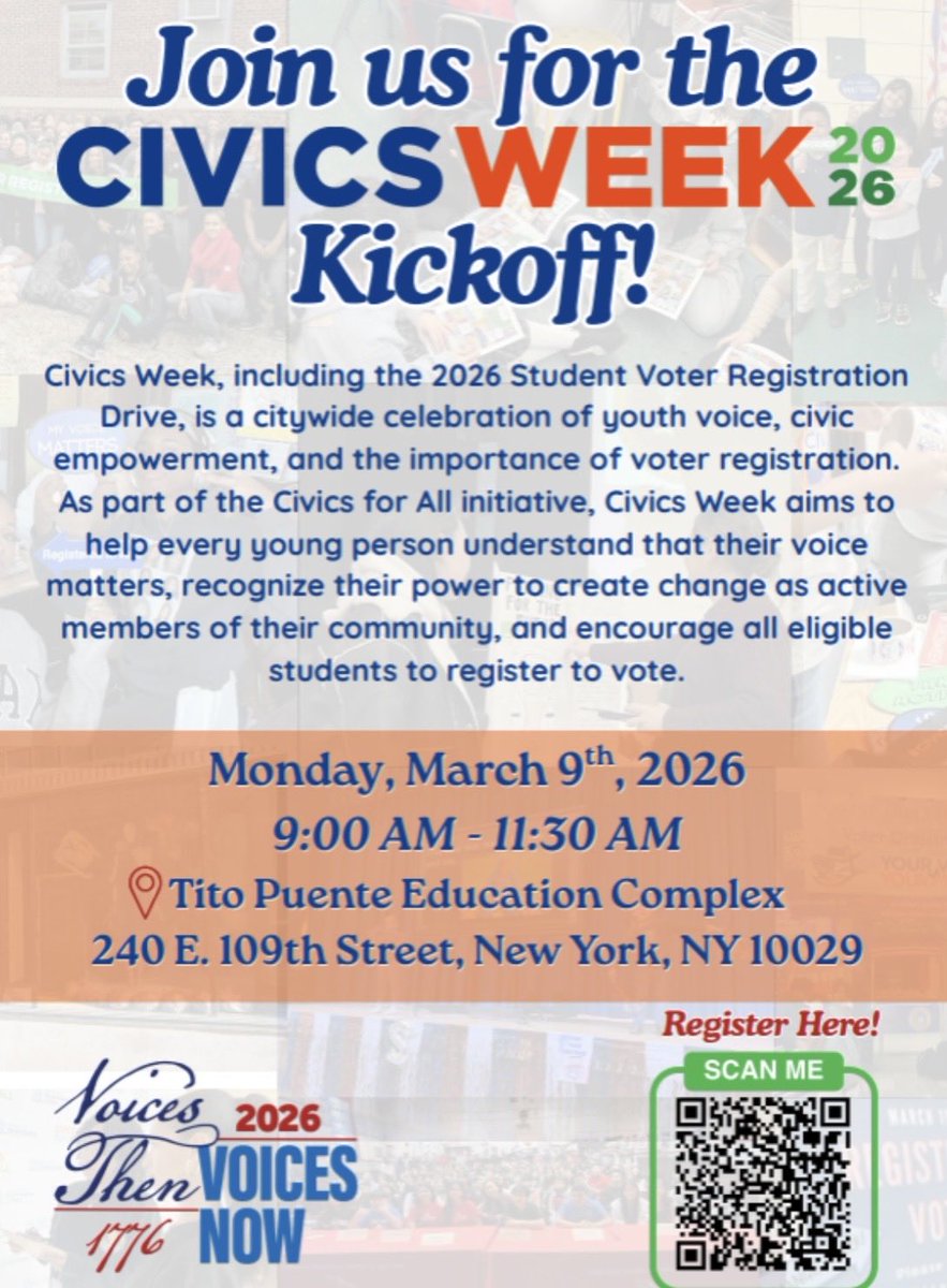 KristyDeLaCru15's tweet photo. Thank you @DOEChancellor for kicking off @NYCSchools Civics for All week in @CSD_4 —such a wonderful way to lift up & elevate the voices of the youth! #civicsweek @NYCMayor https://t.co/BxGC0ytwzY