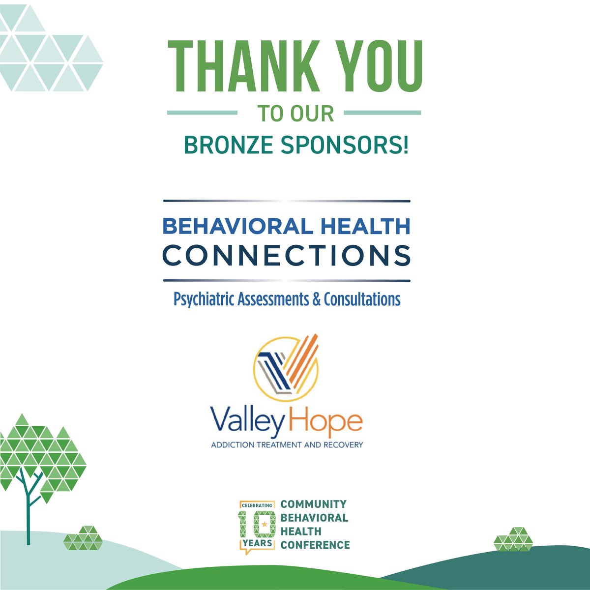 A special thanks to our Bronze Sponsors, Behavioral Health Connections and Valley Hope,for being a part of making the #2026CBHC possible!

Get your ticket today at shorturl.at/cJRNS
March 27, 2026 | Texoma Event Center – Denison, TX
 #InformUpliftEmpower