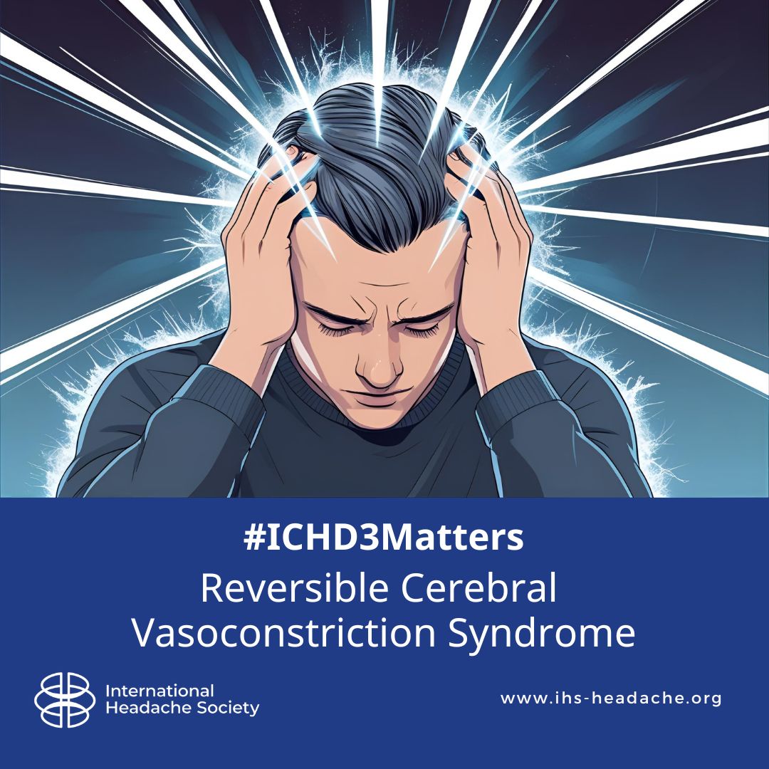 ihs_official's tweet photo. #ICHD3Matters

Headache attributed to reversible cerebral vasoconstriction syndrome (RCVS) typically presents as recurrent thunderclap headaches, and the attacks are often triggered by sexual activity, exertion, Valsalva manoeuvres, or strong emotions.

⚠️ Headache may remain the only symptom, but it can also be a warning sign preceding haemorrhagic or ischaemic stroke.

To learn more, please go to: https://t.co/Cs0O3uxmqL