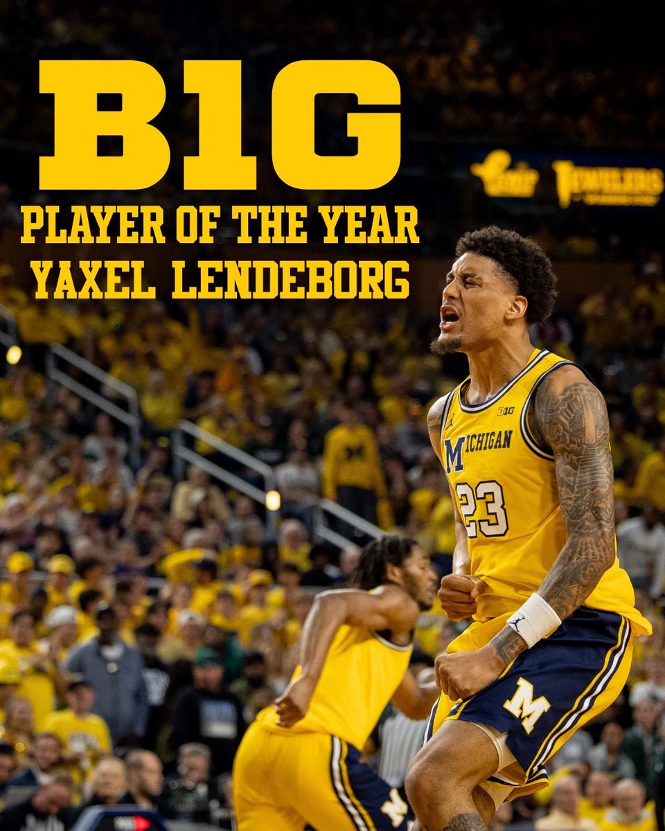 Yaxel Lendeborg is the B1G player of the year! 

📸: <a href="/MarcGregor/">Marc-Grégor Campredon</a> 

#GoBlue #ExpandTheMaizeRage