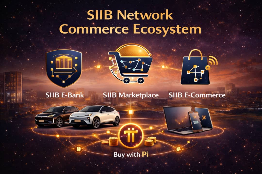 SiibNetwork_Pi's tweet photo. Discover our Commerce Ecosystem:  
SIIB E-Bank → secure txns  
SIIB Marketplace → P2P trades  
SIIB E-Commerce → online buys  

All connected — shop EVs, tech &amp; more with Pi! 

Stake your Pi on SIIB NETWORK now. Earn rewards &amp; build the future! 🚀

#SIIBNetwork #PiNetwork https://t.co/Tq02be5RyP