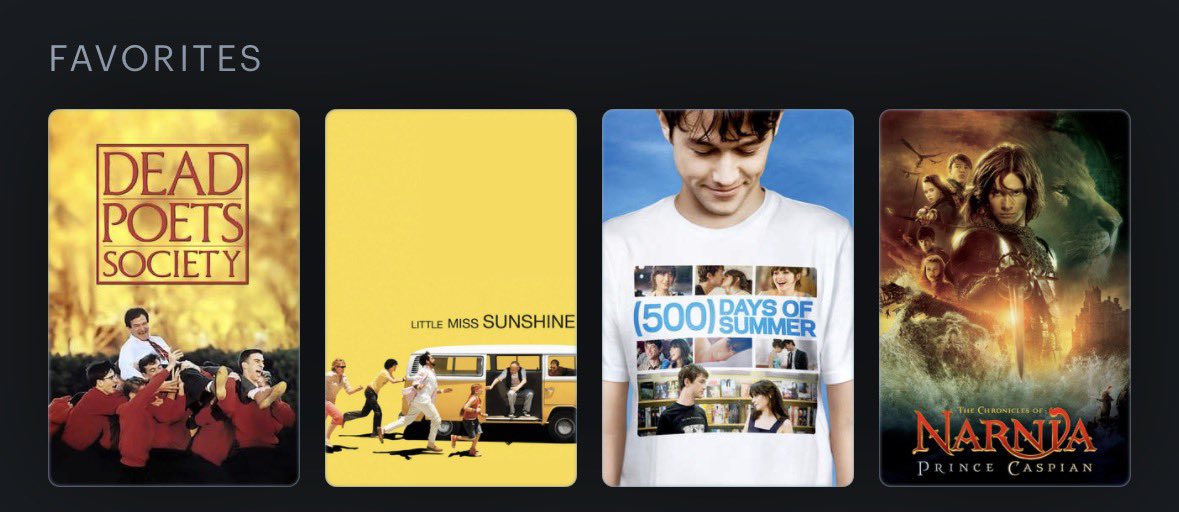 Id actually love to get more oomfs who i can talk about other stuff with, so btw guys i love read i also LOVE watching movies and you all should share your letterboxd top 4 with me immediately. Here is mine ill take no criticisms they’re all perfect