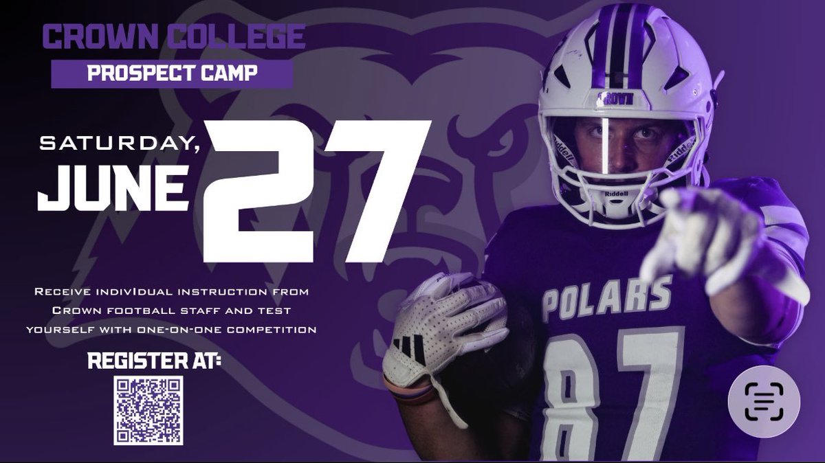 BrynAdams04's tweet photo. Thank you too @_Coach_Franz and @CrownCollegeFB for the Junior Day and camp invites!! @CoachMo73 https://t.co/S0ThizRI4B