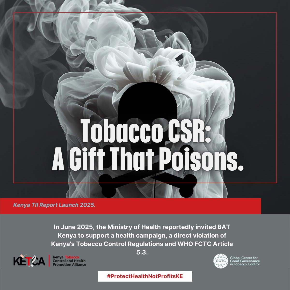 The tobacco industry uses front groups to push its agenda. In 2025, the Ministry of Health reportedly invited BAT Kenya to co-run a health campaign, violating the law. We cannot allow fake partnerships. Demand the Ministry cut ties now. #ProtectHealthNotProfitsKE