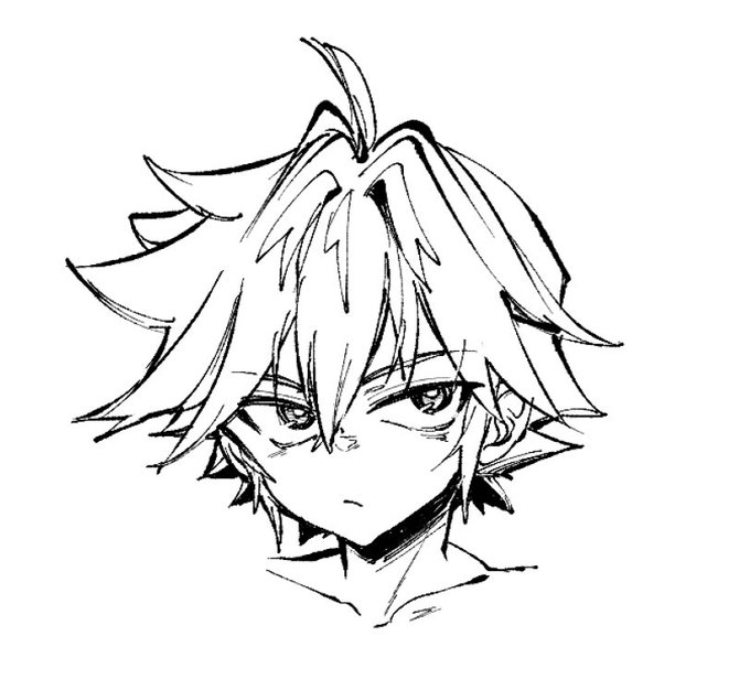 #第二回ゾウチャンの尻に火をつけて経過を見守ろうの会 12日目 ・下書き3p ・主人公の顔が描きながらブレまくるので、ざっくり立ち絵じゃなくてアップで見た時用の顔を描いた