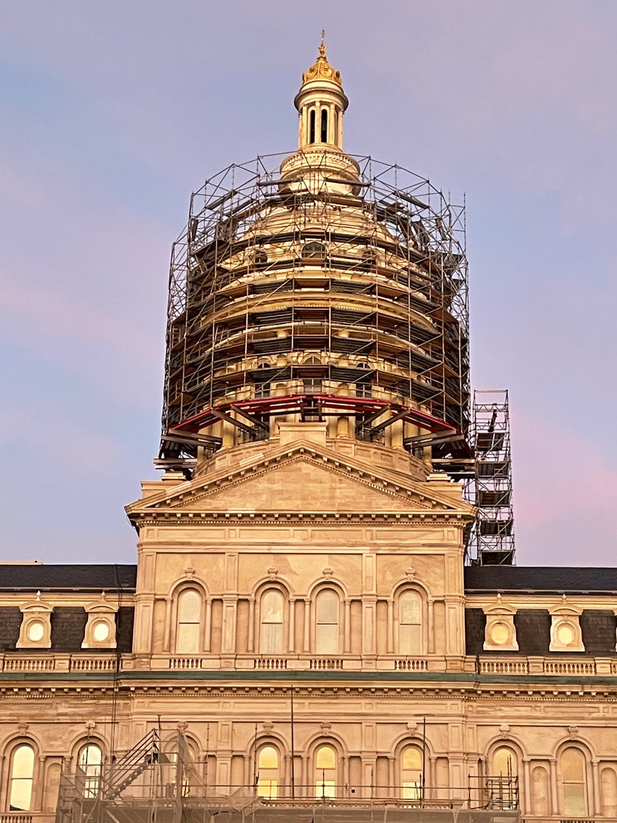 ScottWykoffWBAL's tweet photo. I did not know! Check out all the scaffolding around the dome at @BaltCityHall How long has it been there? I first noticed it during my live reports on @wbalradio this morning. It’s a part of the ongoing $12 million project to repair #BaltimoreCityHall marble walls, roof &amp; dome. https://t.co/uluTZRAsAz