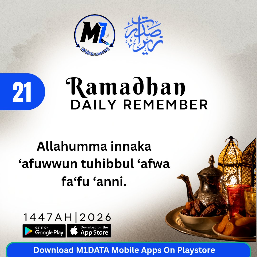 ayombug's tweet photo. 🌙 Ramadan Kareem – Day 21 | M1DATA

"The one who prays on Laylatul Qadr with faith and hope of reward will have his past sins forgiven." — (Bukhari &amp; Muslim)

May Allah grant us the blessings of the last 10 nights. Ameen 🤲

#RamadanDay21 #RamadanKareem #LaylatulQadr #M1DATA https://t.co/hU2i4E1Z9G