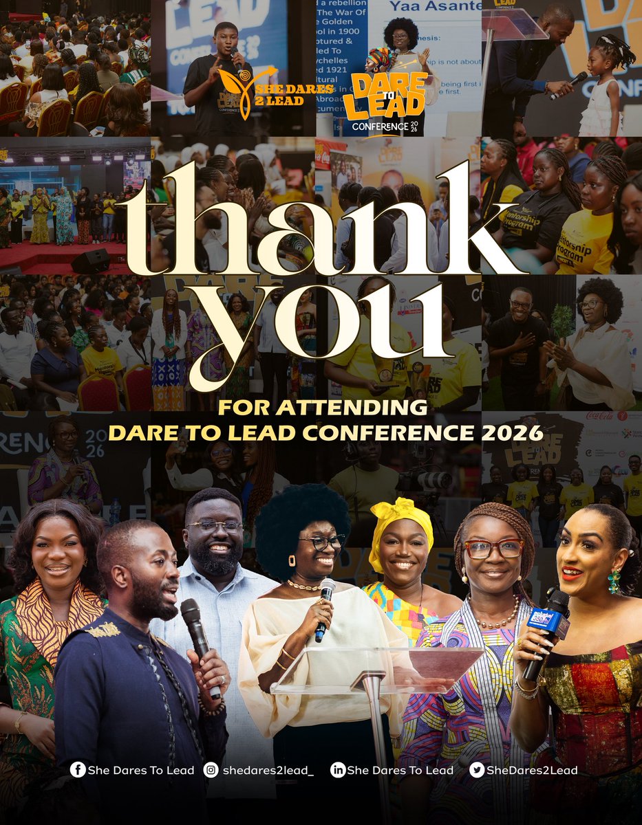 SheDares2Lead's tweet photo. 🌟𝐓𝐡𝐚𝐧𝐤 𝐲𝐨𝐮 𝐭𝐨 𝐞𝐯𝐞𝐫𝐲𝐨𝐧𝐞 𝐰𝐡𝐨 𝐩𝐚𝐫𝐭𝐢𝐜𝐢𝐩𝐚𝐭𝐞𝐝 𝐢𝐧 𝐭𝐡𝐞 𝐃𝐀𝐑𝐄 𝐓𝐎 𝐋𝐄𝐀𝐃 𝐂𝐎𝐍𝐅𝐄𝐑𝐄𝐍𝐂𝐄 𝟐𝟎𝟐𝟔! 🇬🇭🌍🙌

🌟𝐓𝐡𝐞 𝐣𝐨𝐮𝐫𝐧𝐞𝐲 𝐭𝐨 𝐥𝐞𝐚𝐝 𝐛𝐨𝐥𝐝𝐥𝐲 𝐜𝐨𝐧𝐭𝐢𝐧𝐮𝐞𝐬, 𝐬𝐞𝐞 𝐲𝐨𝐮 𝐚𝐭 𝐭𝐡𝐞 𝐧𝐞𝐱𝐭 𝐨𝐧𝐞! 🚀 https://t.co/A2fV2XLrxy