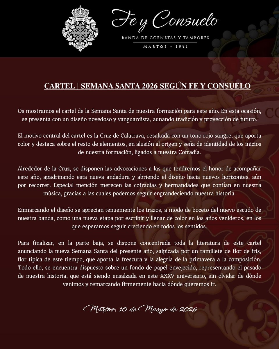 𝐂𝐀𝐑𝐓𝐄𝐋 | 𝐒𝐄𝐌𝐀𝐍𝐀 𝐒𝐀𝐍𝐓𝐀 𝟐𝟎𝟐𝟔 𝐒𝐄𝐆Ú𝐍 𝐅𝐄 𝐘 𝐂𝐎𝐍𝐒𝐔𝐄𝐋𝐎

<a href="/borriquita_lora/">Hermandad de la Borriquita</a> <a href="/CoronacionyAngu/">CoronacionyAngustias</a> <a href="/JaenClemencia/">Clemencia Jaén</a> <a href="/HdadGitanosGR/">Hermandad de los Gitanos (Granada)</a> 

#FyC26
#UnLegadoDeFe