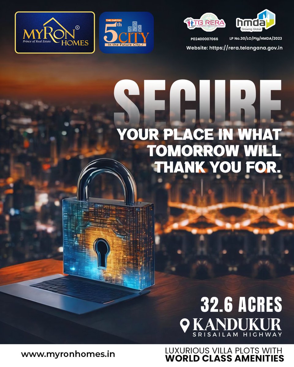 MyronhomesOffl's tweet image. The smartest investments are the ones that reward you in the future. Choose a location that grows with time and turns today’s decision into tomorrow’s proud achievement.

#TheCapital5thCity #MyronHomes #VillaPlots #KandukurPlots #SmartInvestment