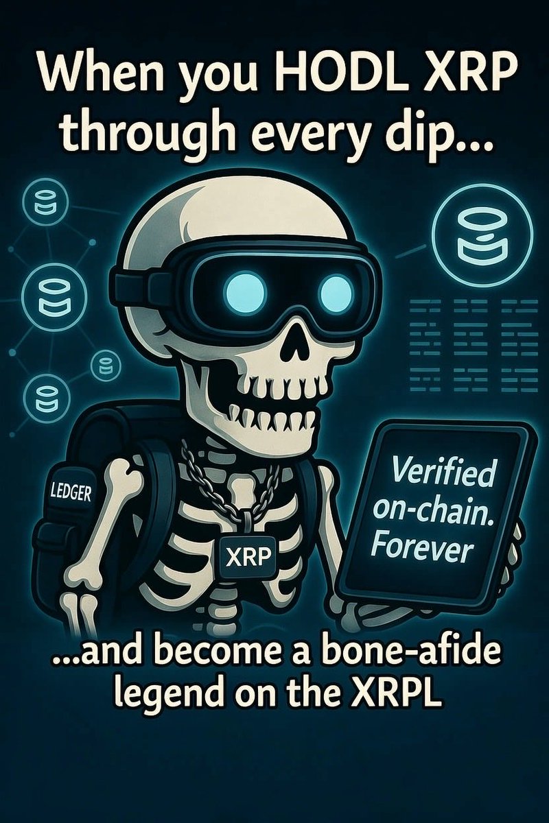 XTopbarebone's tweet photo. 💀 **When you HODL XRP through every dip... you don’t just stack — you level up into a bone-afide LEGEND on the XRPL!** 🔥

That’s the Skelly mindset. Glowing VR eyes locked on the ledger, Ledger backpack loaded, “Verified on-chain. Forever” in hand. This is YOUR crew.

**Welcome to the Skelly Crew.**

We’re not just HODLing — we’re building. Our **in-game vision** is already in active development: an immersive XRPL-powered world where every Skelly becomes a playable legend. Think on-chain adventures, drops, quests, and real utility for the real OGs who never folded.

If you’re ride-or-die with XRP…  
If you’ve survived the dips and still smile at the chart…  
If you want to be part of something bigger than just holding…

👉 **Reply “SKELLY” or drop your XRPL address**  
We’ll pull you into the crew. The game is coming. The bones are assembling.

XRPL forever.  
Skelly Crew forever.