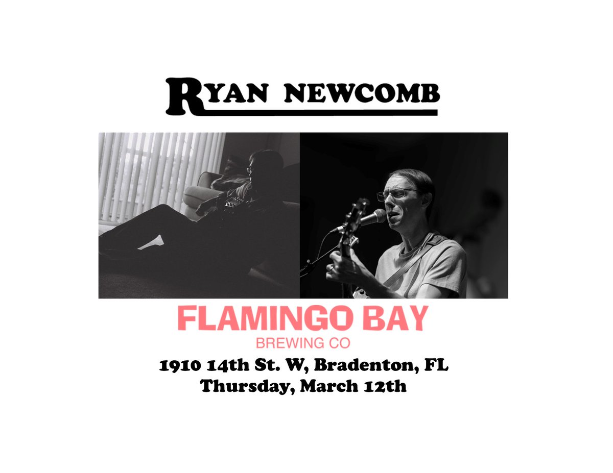 Friends, we've got a lot of catching up to do &amp; I've got a fun night of music to do just that. The food truck backed out due to an emergency, but you can order from the pizza place next door &amp; bring it on over. Music starts @ 5 PM on 3/12 at Flamingo Bay Brewing! See you there!