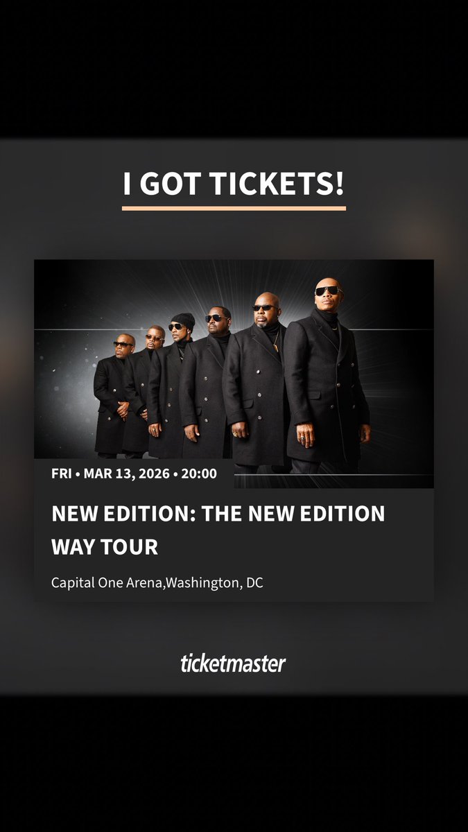 DeejayStaycool's tweet photo. I got tickets for New Edition: The New Edition Way Tour - Capital One Arena - Fri • Mar 13, 2026 • 20:00. Who's in?

https://t.co/EfyusoS9K1 https://t.co/KcNjiCR46q