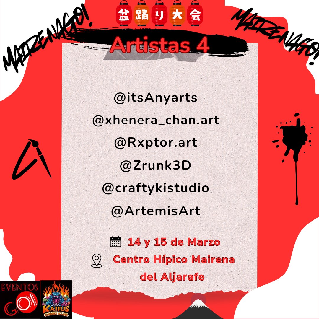 Y seguimos desgranando artistas que estarán presentes en #mairenago <a href="/itsAnyarts/">anya 🪷✨</a> <a href="/Xhenera_chan/">Xhenera🔞 Voice Actress 🇪🇦 OPEN COMISSIONS</a>.art <a href="/rxptor_art/">Raptor 🦖 🔞</a> <a href="/zrunk3d/">Zrunk3d</a> @craftykistudio <a href="/artemisart/">Arty Himura</a>.crochet