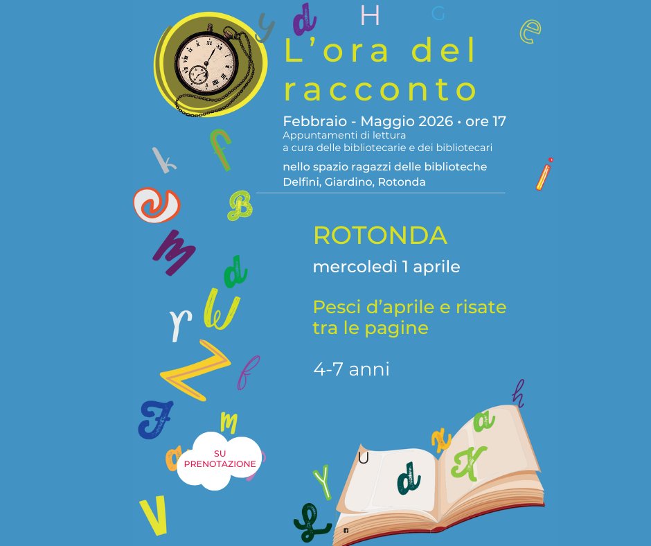 🌟 Mercoledì 1 aprile alle 17 a #Rotonda…
🐟 Pesci d’Aprile e risate tra le pagine!

Un pomeriggio di storie buffe e sorprendenti per bambine e bambini 4–7 anni.
📌 Incontro su prenotazione – se non l’hai ancora fatto, affrettati a prenotare il tuo posto!