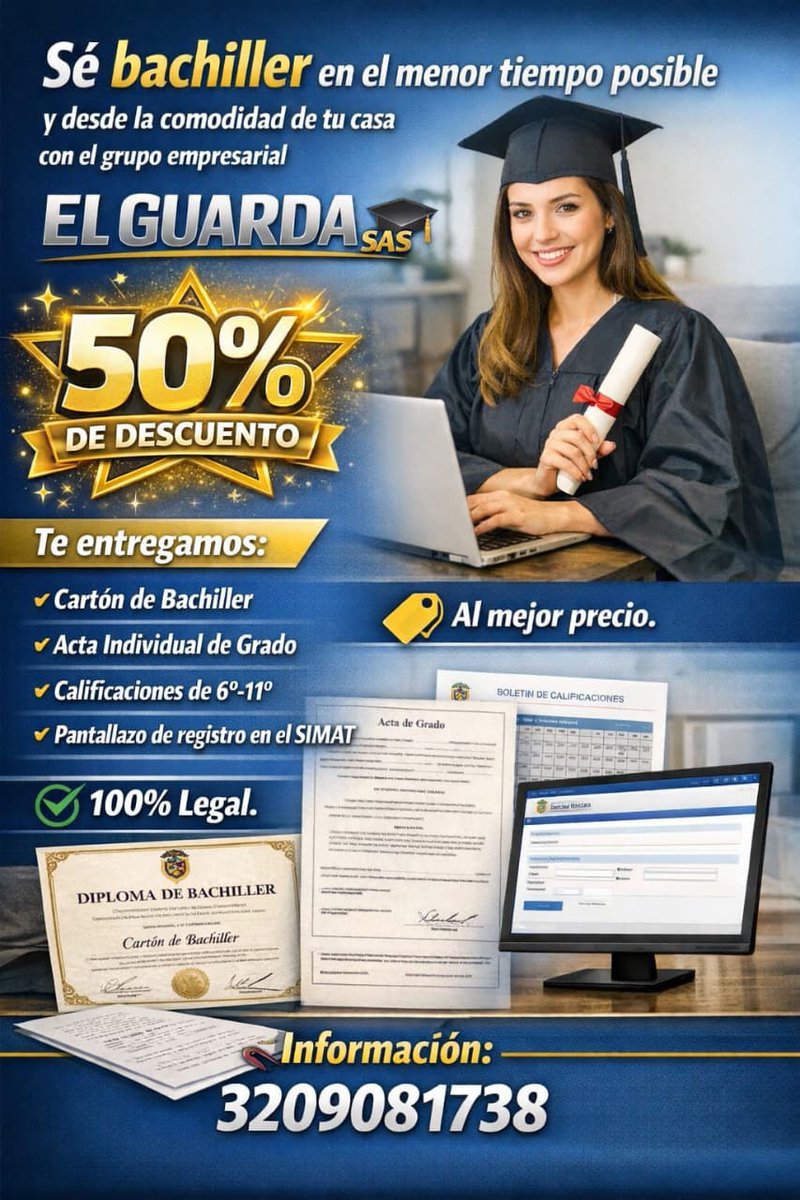 ELGUARDASAS's tweet photo. ¿Te cierran las puertas laborales por no ser bachiller?
¿Sigues estancado en el mismo empleo por falta del título?
50% DE DESCUENTO
SOLO POR HOY
🚀 No dejes que eso te frene más.
Nosotros te ayudamos a obtener tu bachillerato rápido, legal y sin complicaciones.
📲 Contáctanos hoy https://t.co/oxFYg6ngCi