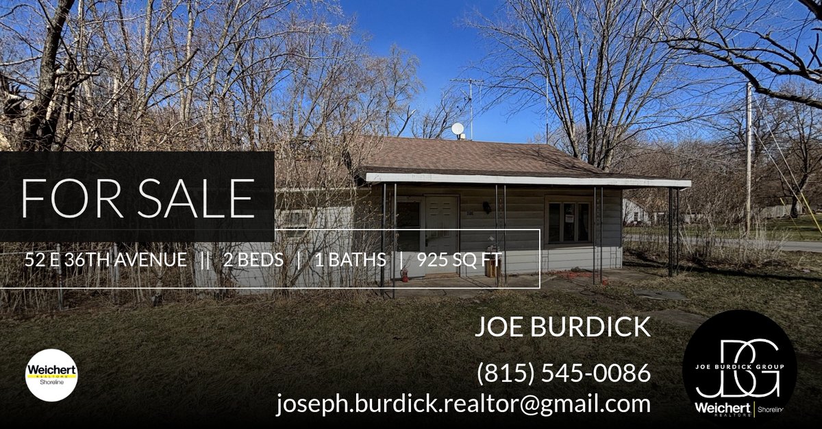JoeBurdick's tweet photo. 📍 For Sale 📍 Take a look at this fantastic new property that just hit the market located at 52 E 36th Avenue in Hobart. Reach out here or at (815) 545-0086 for more information https://t.co/QLFyAbptEl https://t.co/UGP3Ua92O4