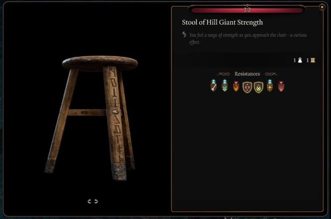 I've never stopped thinking about this stupid stool. Obviously, yes, it makes many a build possible, but like... What is the in-universe justification? For fucking what did a wizard need an enchanted work chair??