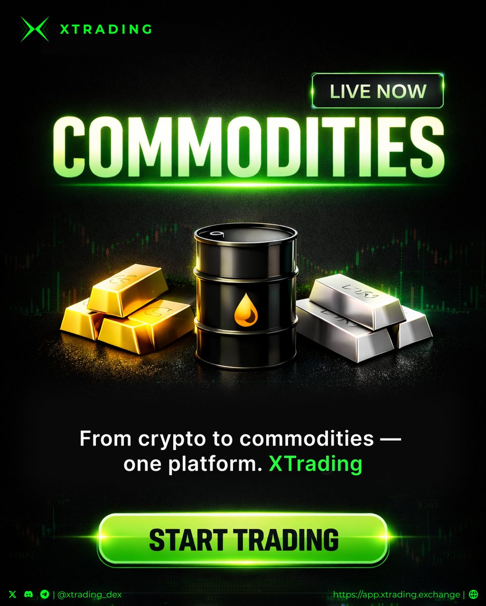 xtrading_dex's tweet photo. 🚨 We're live with commodities on XTrading.

Trade Gold, Silver, Oil, Platinum, Copper and more — all on one platform. 

Start trading now: https://t.co/mnHuw7oVCN 

#CommoditiesOnDEX #XTrading https://t.co/IYirpOP2ps