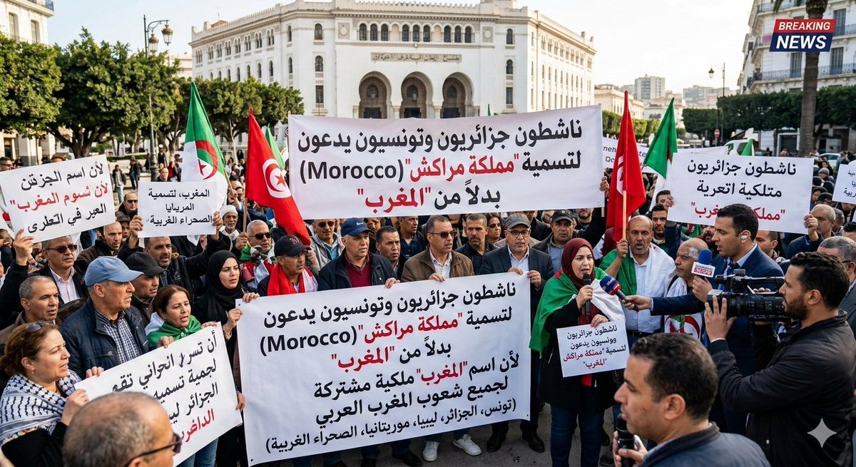 🔴أطلق ناشطون من الجزائر وتونس🇩🇿🇹🇳حملة لدفع حكوماتهم نحو مطلب بتغيير اسم 'المغرب' إلى 'مملكة مراكش(Morocco). ويأتي هذا المقترح انطلاقاً من مبدأ أن اسم 'المغرب' يُعبر عن إقليم جغرافي مشترك، وليس حكراً على دولة بعينها، وذلك منعاً للخلط بين الهوية الإقليمية المشتركة والهوية الوطنية.