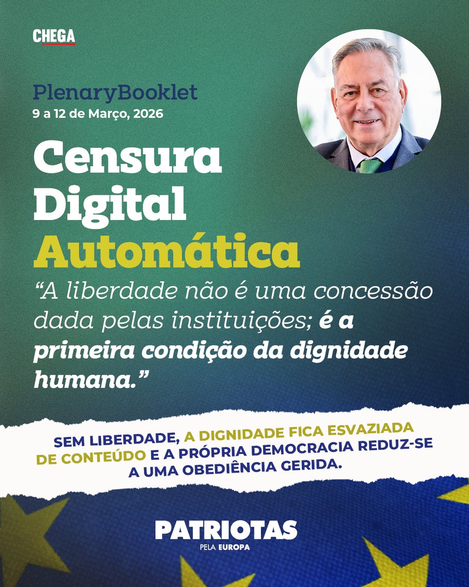 tangercorreamep's tweet image. Censura é censura e nós estaremos sempre do lado da Liberdade!
#CHEGA #Patriotas #ParlamentoEuropeu