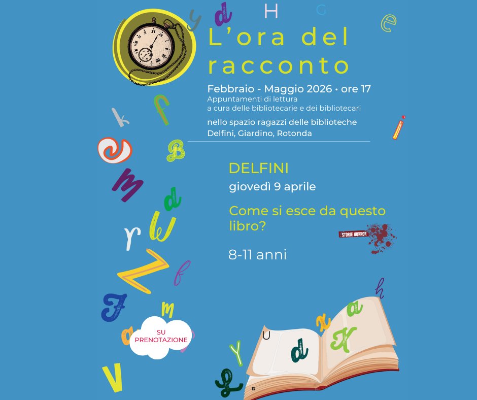 👻 Come si esce da questo libro? 📚
Giovedì 9 aprile alle 17 in #Delfini…un’avventura da brivido per bambine e bambini 8–11 anni, tra storie horror e colpi di scena.
📌 Prenotazione obbligatoria – assicurati il tuo posto per un pomeriggio da veri coraggiosi! 
#loradelracconto