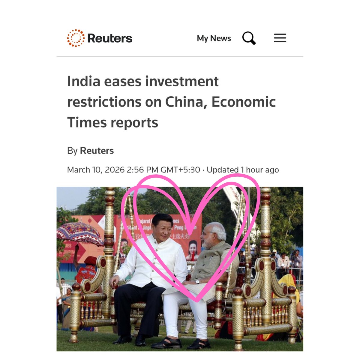 IWCDelhi's tweet photo. Narendra Modi Xi improves ease of doing business for China in India. Now all universities will get one free Galgotia University Robot Dog.
Source: @Reuters
#GalgotiasUniversity #ModiXi https://t.co/Cn2S3PCbiV
