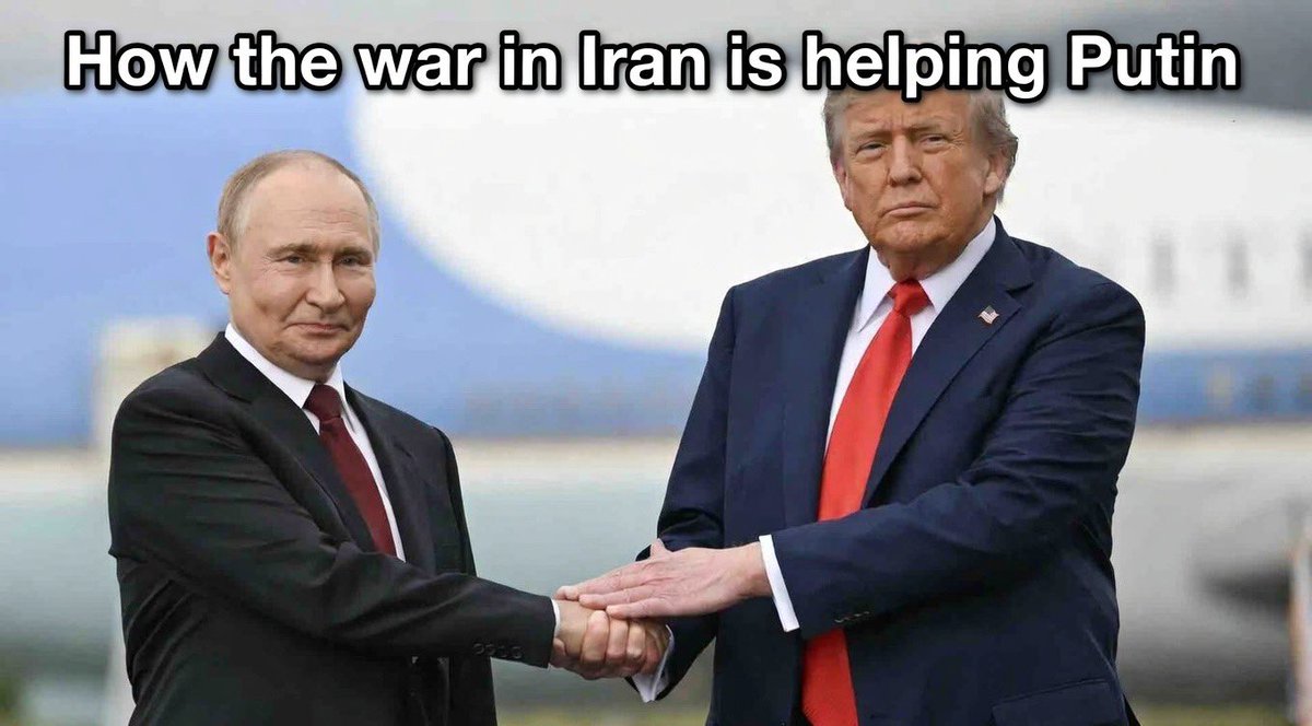 rshereme's tweet photo. How the war in Iran is helping Putin

While the world is watching the Middle East, the Kremlin is quietly benefiting.

Here’s why:

1. Distraction from Ukraine.

The war dominates headlines, political debates, and diplomatic attention. The less the world talks about Ukraine, the easier it is for russia to continue its aggression.

2. Rising oil prices.

War in the Middle East pushes oil prices up. For russia, whose war machine runs on oil revenue, this means billions more flowing into the Kremlin’s budget.

3. Sanctions pressure is weakening.

Because of global oil shortages, the U.S. has already allowed additional russian oil sales to India and is now considering lifting more sanctions on russian oil exports.

4. Western weapons are being stretched thin.

Air-defense systems and missiles — including Patriot interceptors — are limited. If they are needed in multiple conflicts, fewer are available to defend Ukrainian cities.

And there is another dangerous consequence.

Every new violation of international law weakens the global order — the same order russia violated when it invaded Ukraine and now tries to justify.

In geopolitics, consequences are rarely isolated.

Right now, one of the biggest beneficiaries of the war in Iran sits in the Kremlin.