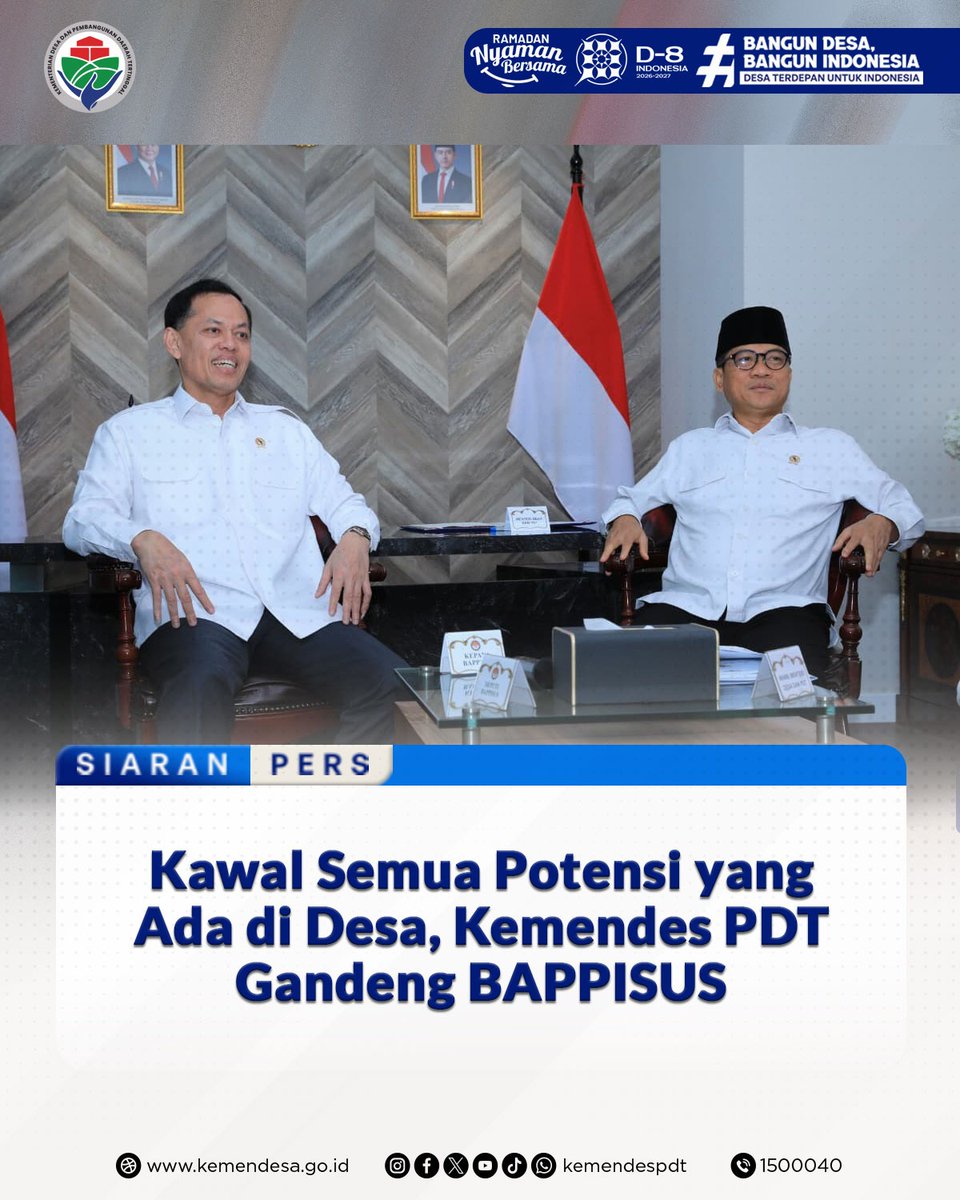 Kemendes PDT menggandeng BAPPISUS melalui penandatanganan Nota Kesepahaman untuk memperkuat sinergi dalam mengawal pembangunan desa dan daerah tertinggal.
Baca selengkapnya di kemendesa.go.id/berita 
#KemendesPDT
#BangunDesaBangunIndonesia
