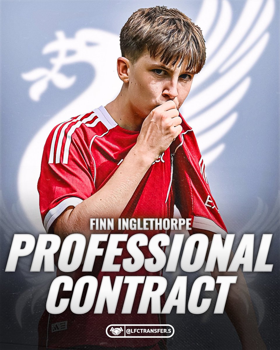 ‼️𝗢𝗙𝗙𝗜𝗖𝗜𝗔𝗟: Finn Inglethorpe (17, ST) has signed his first professional contract with Liverpool! 🤝🔴

↪️ The striker has enjoyed a good return of goals for a first U18 season. Interestingly the only player from this year’s scholarship group to sign a new contract so far.