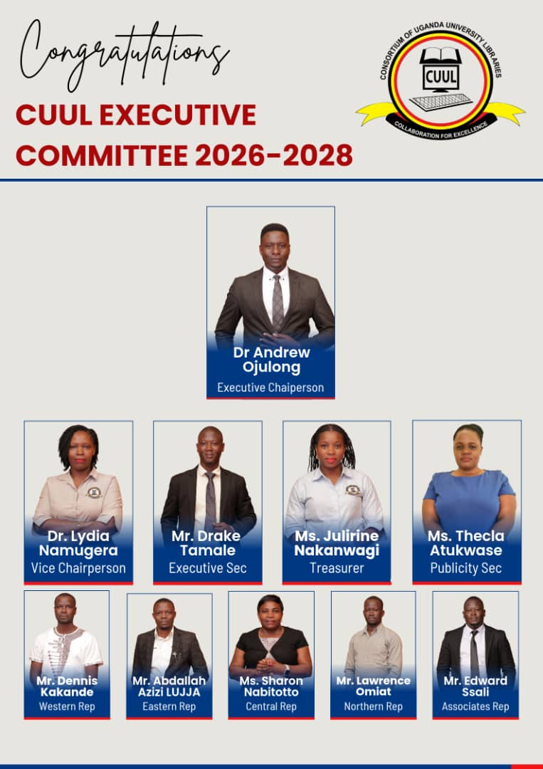 GuluLibrary's tweet photo. Gulu University Library congratulates the newly appointed CUUL Executive Committee on your appointment. We wish you great success and growth in your new roles.We look forward to working closely with you.  

Once again, congratulations and best wishes for a productive tenure. https://t.co/NVV8lC2Cgw