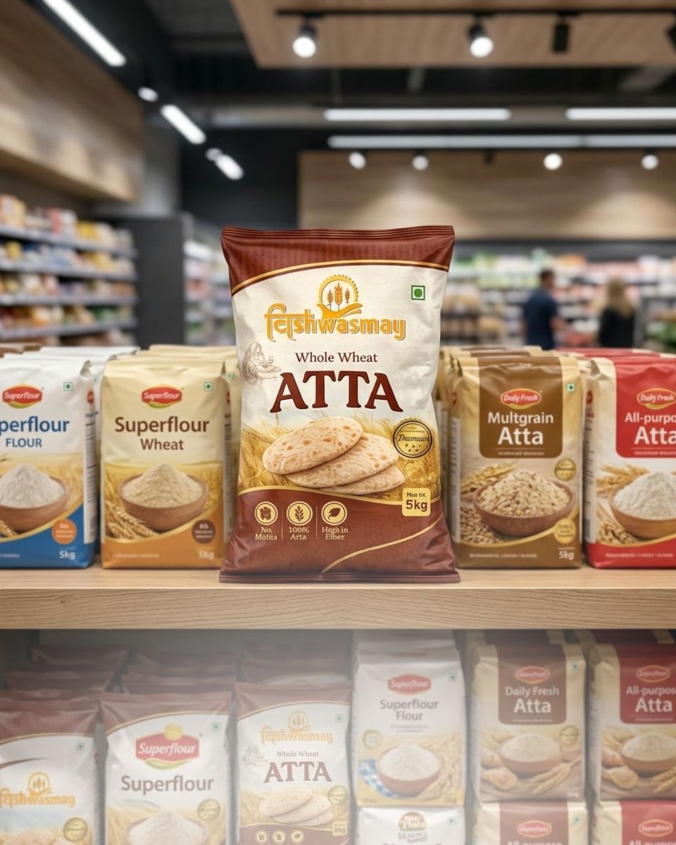 artexpressind's tweet photo. Whole Wheat Atta packaging design, we focused on creating a clean and premium look that reflects freshness, nutrition, and traditional Indian goodness. 

Visit our website to know more: https://t.co/ePDWB6DoXf

#packagingdesign #foodpackagingdesign #attapackaging #fmcgpackaging https://t.co/WamSNMJxvR