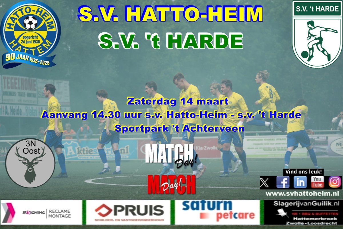 svHattoHeim's tweet photo. s.v. Hatto-Heim ontvangt zaterdag s.v. ’t Harde op sportpark ’t Achterveen https://t.co/itGFTy16mo @svtharde @geldersvoetbal https://t.co/1aXD3hNLcW