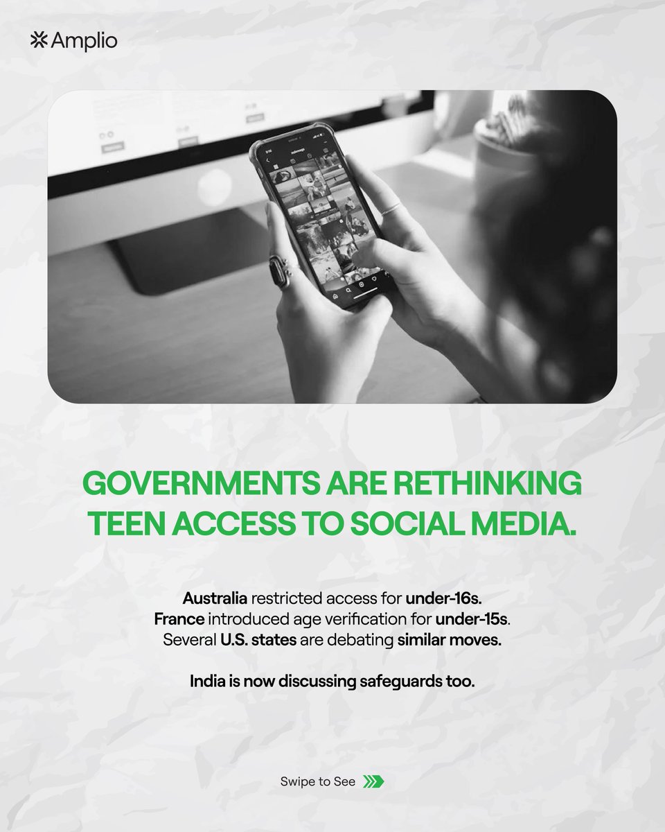 InvestAmplio's tweet photo. Social media regulation isn’t just cultural — it’s economic.

With 65% of India under 35, policies on digital access affect productivity, ads, telecom, and the creator economy.

The real challenge: protecting youth while preserving the growth of the attention economy. https://t.co/4fTKk3Cf83