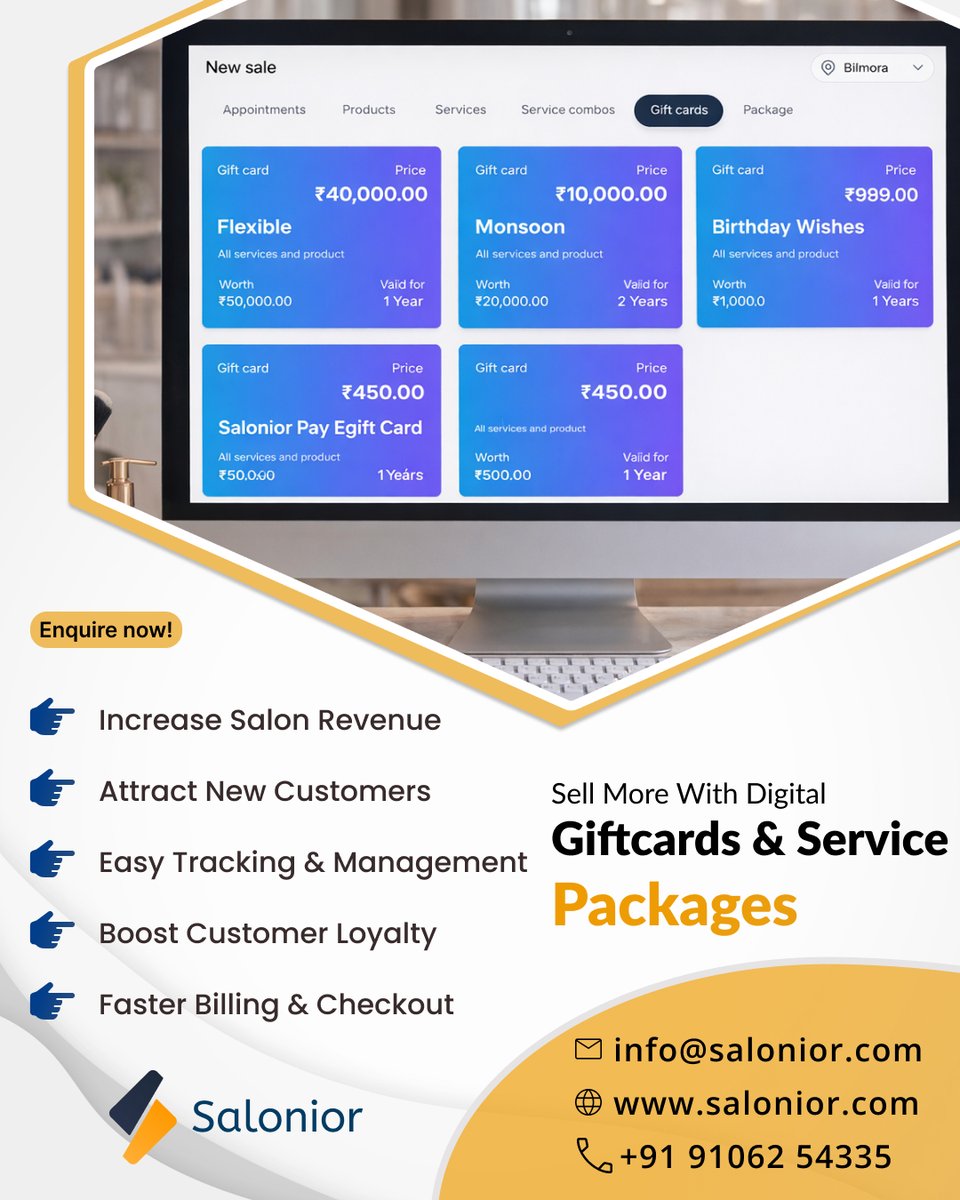 salonior's tweet photo. Make your salon experience even more special with digital gift cards and service packages 🎁  With Salonior, 
 #Salonior #SalonSoftware #SalonManagement #GiftCardFeature #SalonBusiness #SalonPOS  #SalonGrowth #DigitalSalon #SalonMarketing https://t.co/44pcvsbvb7