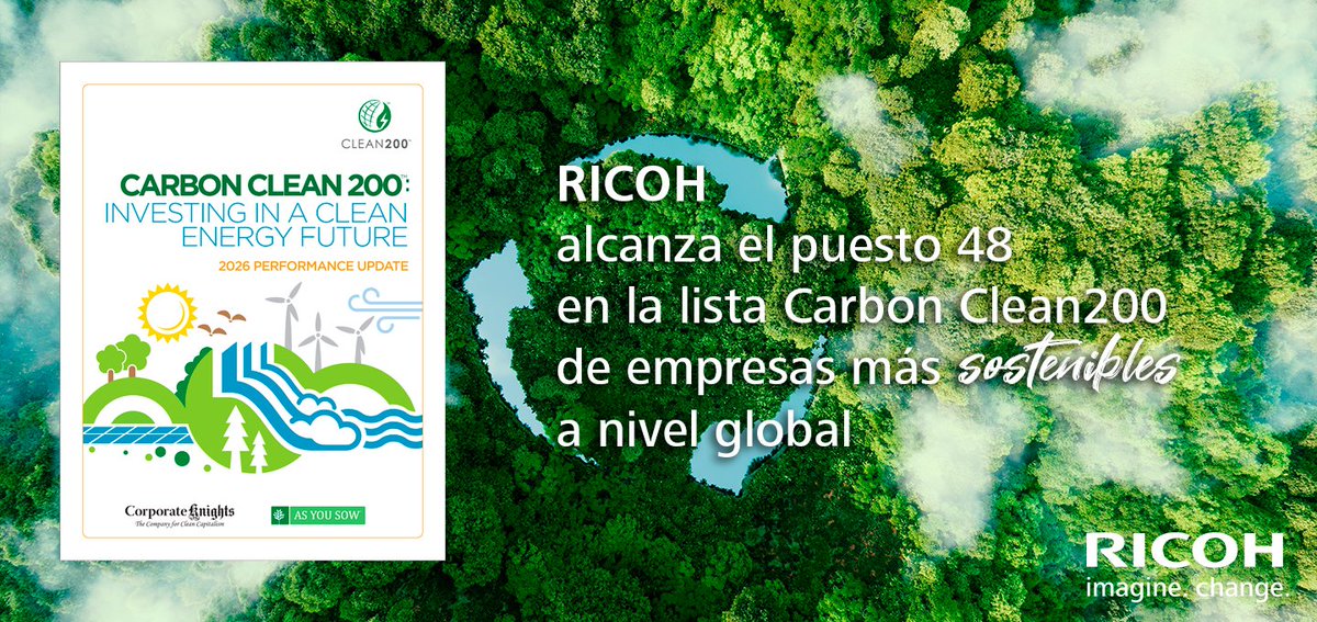 ricohspain's tweet photo. Ricoh alcanza el puesto 48 del Carbon #Clean200™, el listado global que identifica a las 200 empresas que están marcando el camino hacia una economía sostenible mediante soluciones de energía limpia, electrificación y eficiencia.

https://t.co/9tFY8we2oj

#ESG #Sustainability https://t.co/NvXtH4kUun