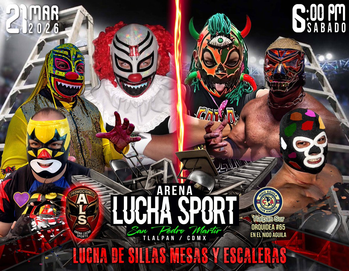 Gracias a la <a href="/LaTijeraLucha/">La Tijera ✂️</a> 
Su amigo <a href="/salvadormedinac/">salvador medina</a> los esperamos este 21 de marzo 
Función de lucha libre sillas mesas y escaleras <a href="/LuchaLibreYYa/">Lucha Libre Y Ya</a>