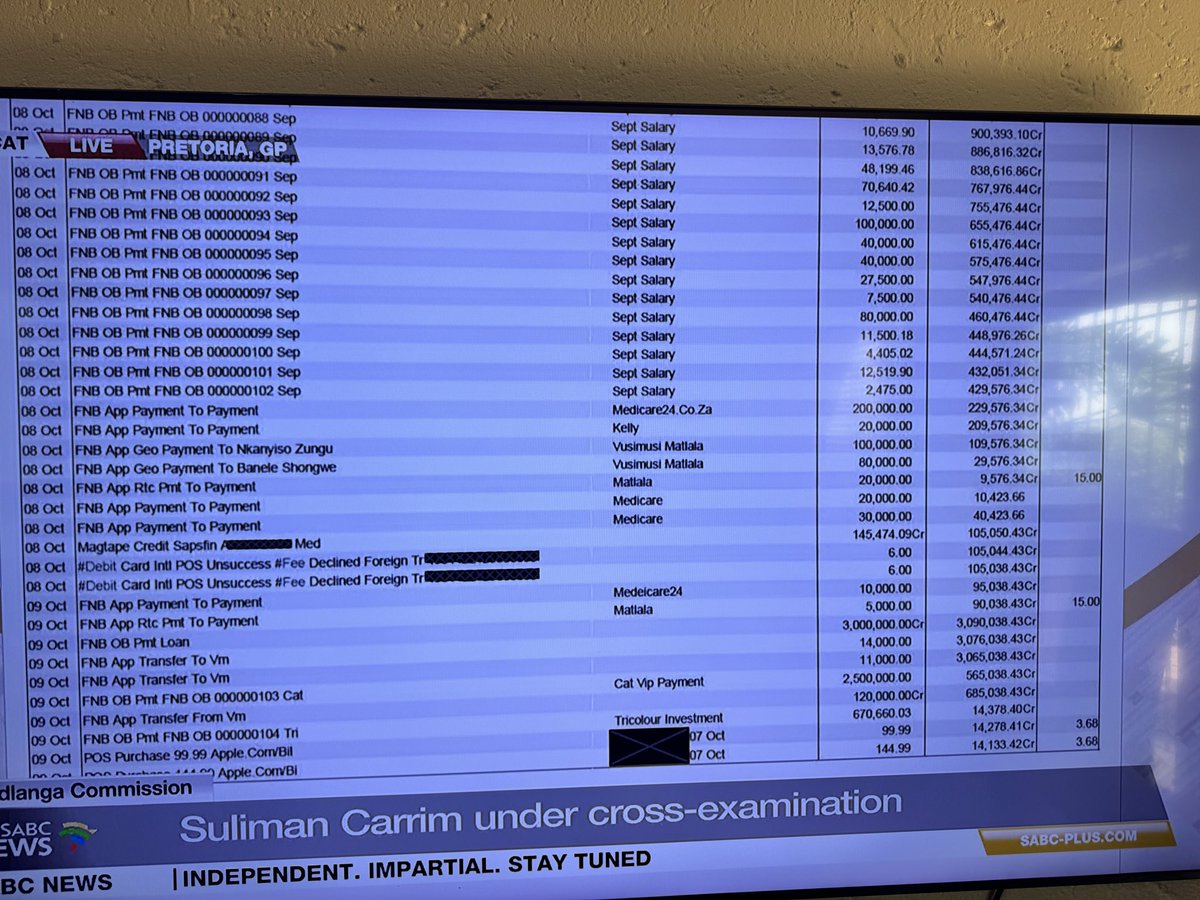 Guys are you seeing the #Carrim bank statements! Jizas!! He says he is seeing these payments for the first time!!! Siphelezele abantu on this earth. 
 #MadlangaCommission