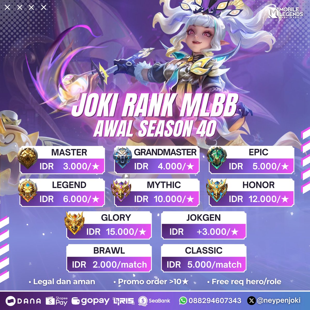 ༊·˚ ney — joki mlbb! tweet media