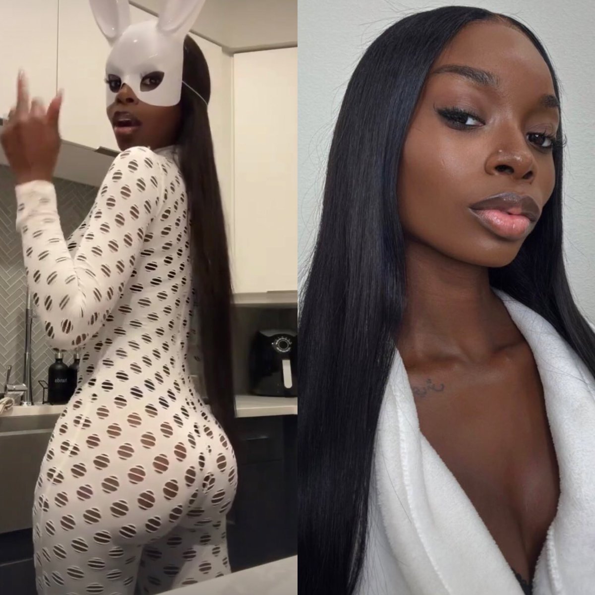Brownskin, high cheek bones, big brown eyes, full lips, tiny waist and a fat ass…her greed sickens me