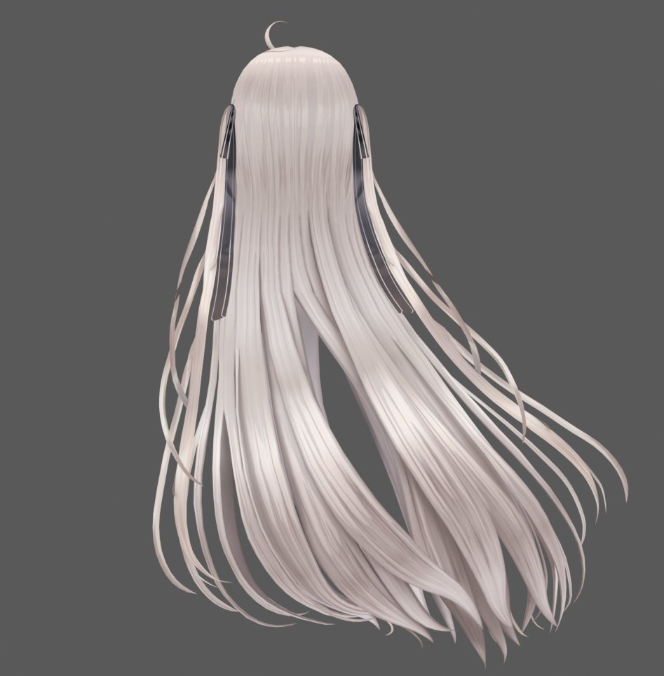 ハーフツインのロングヘアのモデリングとテクスチャです。リボン付きです
#b3d #Blender #3DCG