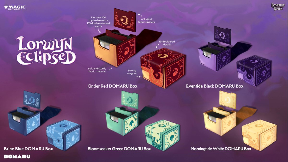 ARK-Games - Arrivage Accessoires "Gatherers' Tavern"

Des nouvelles Deck Box MTG aux couleurs de Lorwyn Eclipsé débarquent chez ARK-Games !

Peut contenir un deck de 130 cartes Double Sleeves ou 100 cartes Triple Sleeves avec un très joli séparateur

ark-games.fr/categorie-prod…