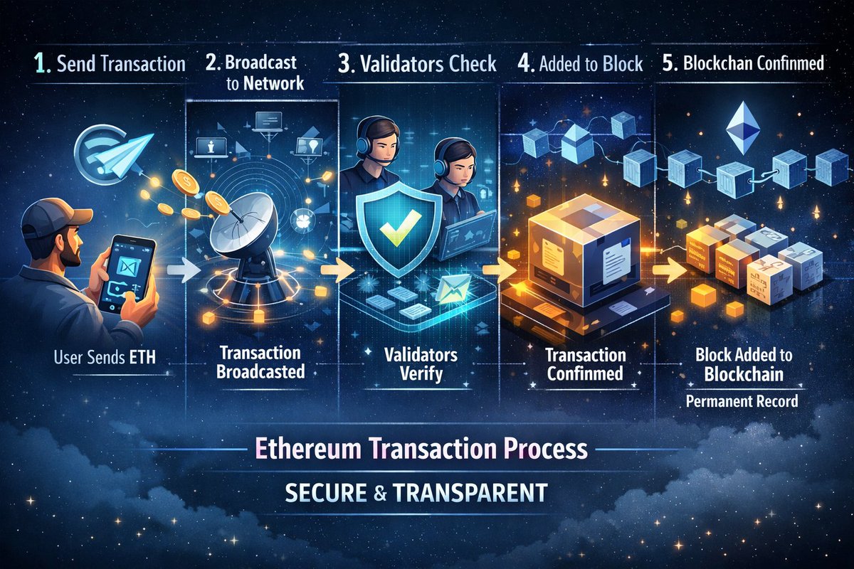 VictorMoses200's tweet photo. How about having a look at the transactional process in the Ethereum Blockchain. 
Simple and flawless . https://t.co/zRvWLJQyIf