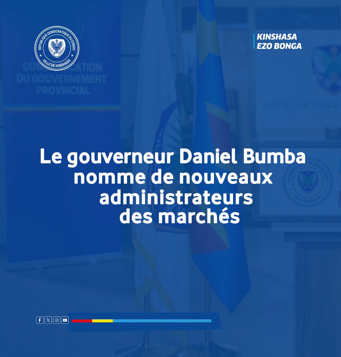 🚨🚨🚨𝙇𝙚 𝙜𝙤𝙪𝙫𝙚𝙧𝙣𝙚𝙪𝙧 𝘿𝙖𝙣𝙞𝙚𝙡 𝘽𝙪𝙢𝙗𝙖 𝙣𝙤𝙢𝙢𝙚 𝙙𝙚 𝙣𝙤𝙪𝙫𝙚𝙖𝙪𝙭 𝙖𝙙𝙢𝙞𝙣𝙞𝙨𝙩𝙧𝙖𝙩𝙚𝙪𝙧𝙨 𝙙𝙚𝙨 𝙢𝙖𝙧𝙘𝙝é𝙨. 

Dans une série d’arrêtés provinciaux signés le 9 mars 2026 et rendus publics ce mardi 10 mars, le gouverneur de la ville de Kinshasa,