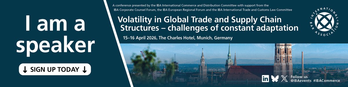 isibams's tweet photo. Thrilled to be a speaker at the @IBAevents Specialist Conference in Munich 15–16 Apr 2026 I will be leading a workshop on “Contract Drafting to Address the Unexpected”exploring practical strategies for navigating volatility in global trade &amp; supply chains. #IBAMunich #IBACommerce https://t.co/iHzQAQrAwG