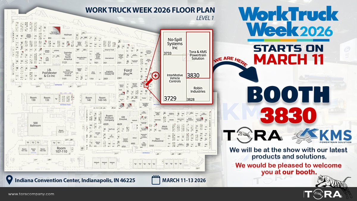 ToraCompany's tweet photo. Work Truck Week starts tomorrow!

https://t.co/KNEASfYiwO

#wtw26 #worktruckweekshow #worktruckweek #pto #powertakeoff #hydraulicwinch #hydraulicpump #hydraulicvalve #transfercase #splitshaftpto #indianapolis #indianaconventioncenter #septictruck #buckettruck #towtruck #kms #TORA https://t.co/N7Np8w6I9Y